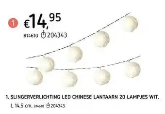 Slingerverlichting led chinese lantaarn 20 lampjes wit