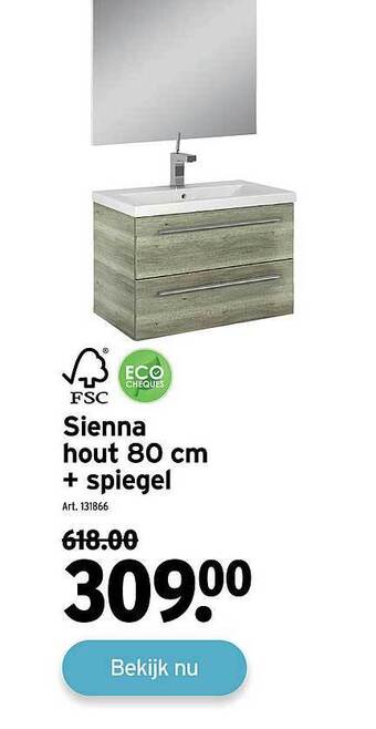 Sienna Hout 80 Cm + Spiegel