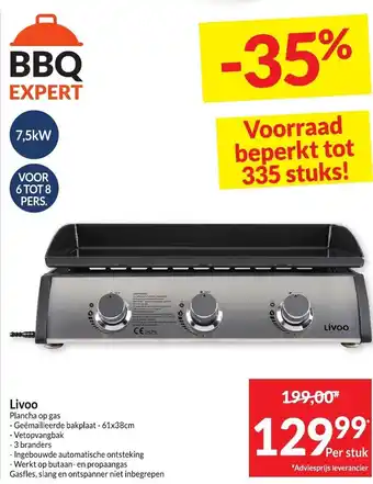 Intermarché Livoo Plancha op gas 61x38cm aanbieding