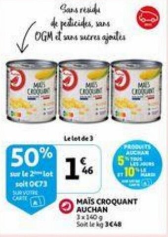 Mais Croquant Auchan 3 x 140 g