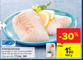 Carrefour Kabeljauwhaasje 100g aanbieding