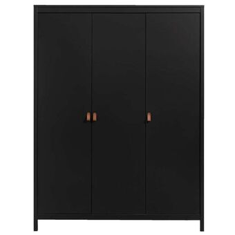 Leen Bakker Kleerkast Madeira 3-deurs - zwart - 199x150x58 cm aanbieding