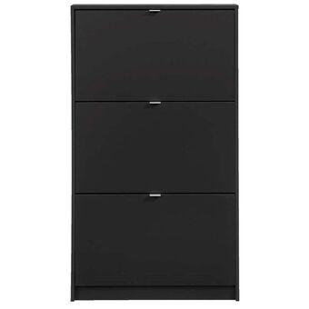 Leen Bakker Schoenenkast Hamburg 3 kleppen - zwart - 123,6x70,3x24 cm aanbieding