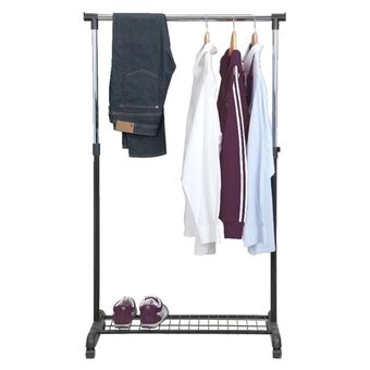 Leen Bakker Kledingrek op wieltjes - zwart/chroomkleur - 1 stang aanbieding