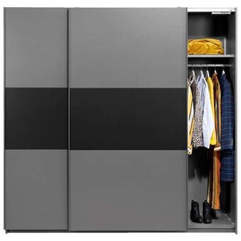 Leen Bakker Schuifdeurkast Napoli - antraciet/zwart, softclose - 210x215x60 cm aanbieding