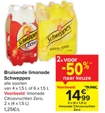 Carrefour Bruisende limonade schweppes aanbieding