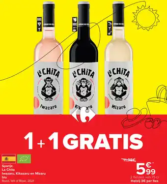 Carrefour Spanje la chita iwazaru, kikazaru en mizaru bio aanbieding