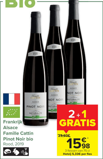 Carrefour Frankrijk alsace famille cattin pinot noir bio aanbieding