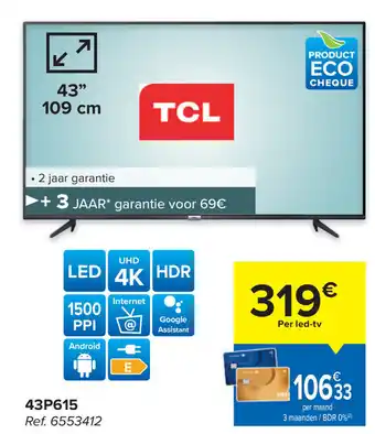 Carrefour TCL 43P615 aanbieding