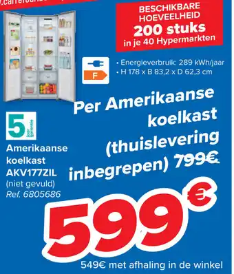 Carrefour Amerkaanse koelkast AKV177ZIL aanbieding