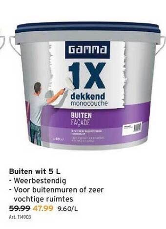 GAMMA Buiten Wit 5 L aanbieding