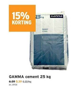 GAMMA Gamma Cement 25 Kg 15% Korting aanbieding