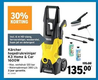 GAMMA Kärcher Hogedrukreiniger K3 Home & Car 1600w aanbieding