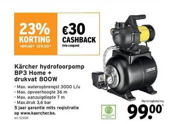 GAMMA Kärcher Hydrofoorpomp Bp3 Home + Drukvat 800w aanbieding