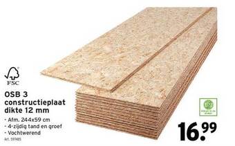 GAMMA Osb 3 Constructieplaat Dikte 12 Mm aanbieding