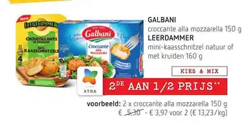 Spar Colruyt Galbani Croccante Alla Mozzerela Leerdammer Mini-kasschnitzel Natuur Of Met Kruiden aanbieding