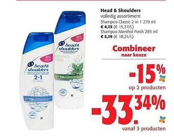 Colruyt Head & Shoulders Volledig Assortiment aanbieding