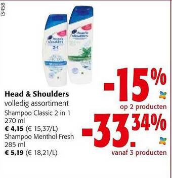 Colruyt Head & Shoulders Volledig Assortiment aanbieding