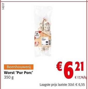 Colruyt Worst 'pur Porc' aanbieding