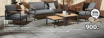 Jysk Oddesund 2 Tafels + Loungebank + 2 Stoelen aanbieding