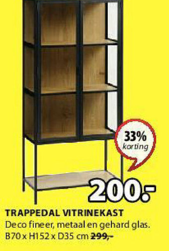 Jysk Trappedal Vitrinekast B70 x H152 x D35cm aanbieding
