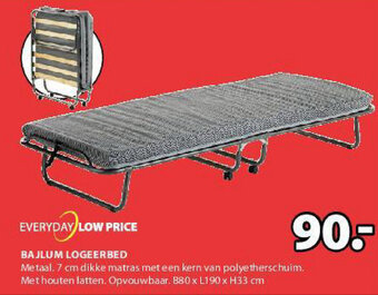Jysk Bajlum Logeerbed B80 x L190 x H33cm aanbieding