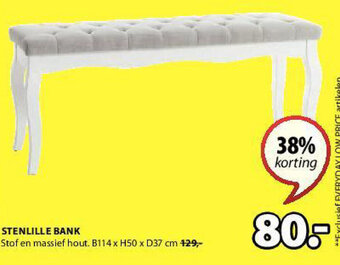 Stenlille Bank Stof en Massief Hout B114 x H50 x D37cm