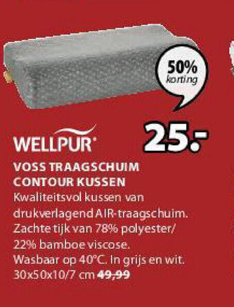 Jysk Wellpur Voss Traagschuim Contour Kussen aanbieding