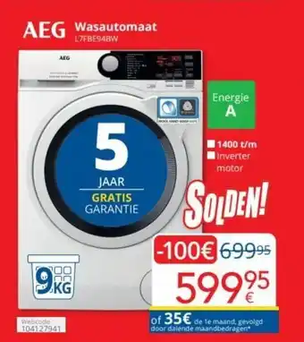 Eldi AEG Wasautomaat L7FBE94BW aanbieding