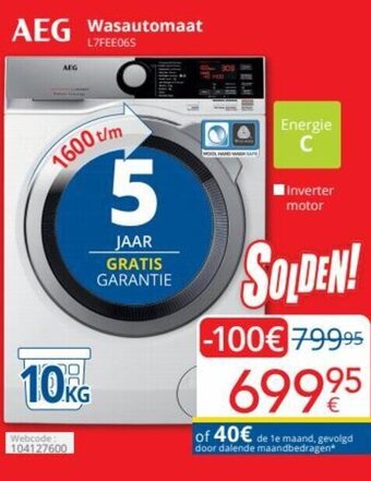 Eldi AEG Wasautomaat L7FEE06S aanbieding
