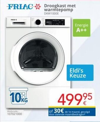 Eldi Friac Droogkast met Warmtepomp DKW1000E aanbieding