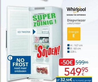 Eldi Whirlpool Diepvriezer UW6F2YWBIF aanbieding