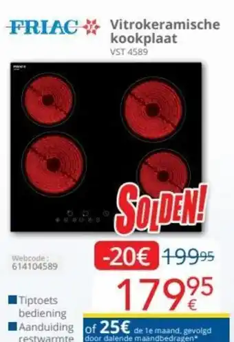 Eldi Friac Vitrokeramische Kookplaat VST 4589 aanbieding