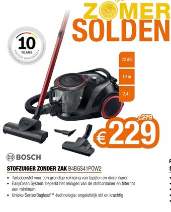 Expert Bosch Stofzuiger Zonder Zak B4BGS41POW2 aanbieding