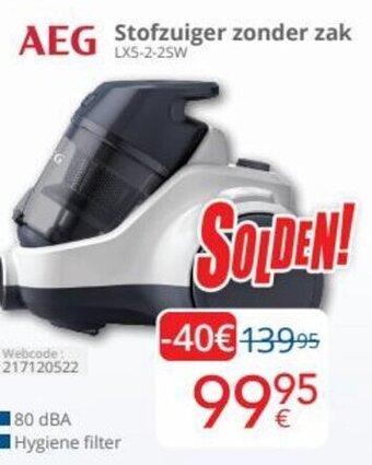 Eldi AEG Stofzuiger Zonder Zak LX5-2-2SW aanbieding