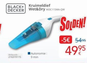 Eldi Black + Decker Kruimeldief Wet & Dry WDC115WA-QW aanbieding