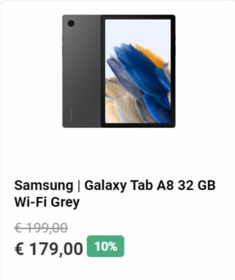 Krëfel Samsung Galaxy Tab A8 32 GB Wi-Fi Grey aanbieding