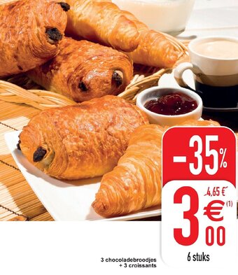 Cora 3 Chocoladebroodjes + 3 croissants aanbieding