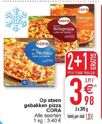 Cora Op steen gebakken pizza cora 3 x 390g aanbieding