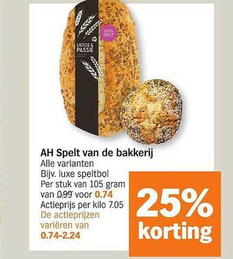 Albert Heijn Ah Spelt Van De Bakkerij aanbieding