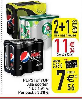 Cora Pepsi Of 7up aanbieding