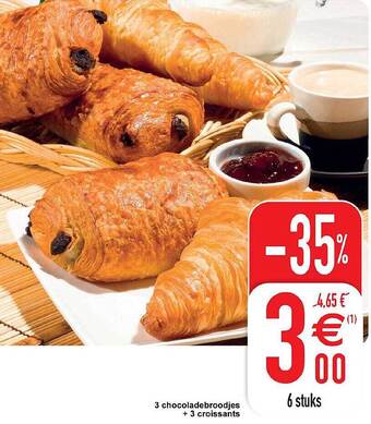 Cora 3 Chocoladebroodjes + 3 Croissants aanbieding