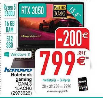 Cora Lenovo Notebook Gaming aanbieding