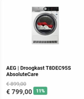 Krëfel AEG Droogkast T8DEC95S AbsoluteCare aanbieding