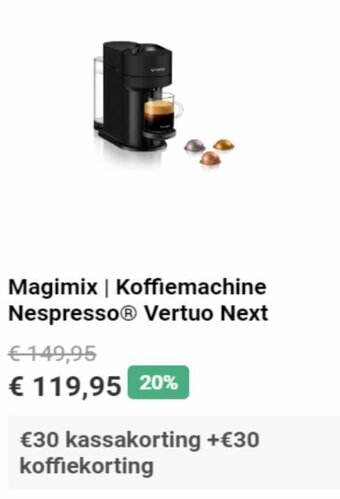 Krëfel Magimix Koffiemachine Nespresso Vertuo Next aanbieding