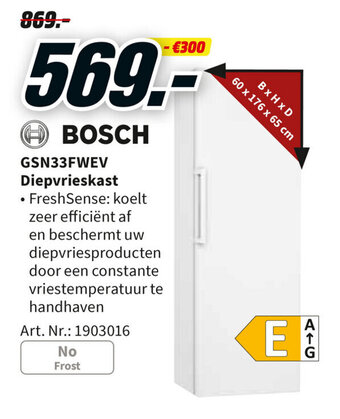 MediaMarkt Bosch GSN33FWEV Diepvrieskast aanbieding