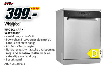 MediaMarkt Whirlpool WFC 3C34 AP X Vaatwasser aanbieding