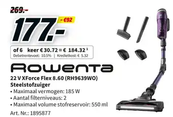 Rowenta 22 V XForce Flex 8.60 (RH9639WO) Steelstofzuiger