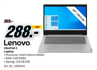 MediaMarkt Lenovo IdeaPad 3 Laptop aanbieding
