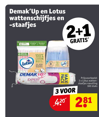 Kruidvat Demak'Up en Lotus wattenschijfjes en -staafjes aanbieding